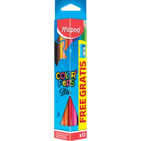 CRAYONS DE COULEUR COLOR'SPEPS X12 + taille crayon