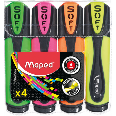 4 MARQUEURS FLUO SOFT MAPED