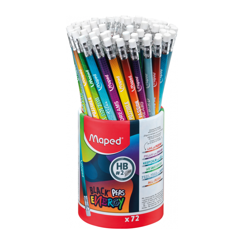 POT 72 CRAYONS GRAPHITE WOODFREE HB EMBOUT GOMME