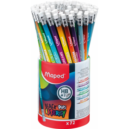 POT 72 CRAYONS GRAPHITE WOODFREE HB EMBOUT GOMME