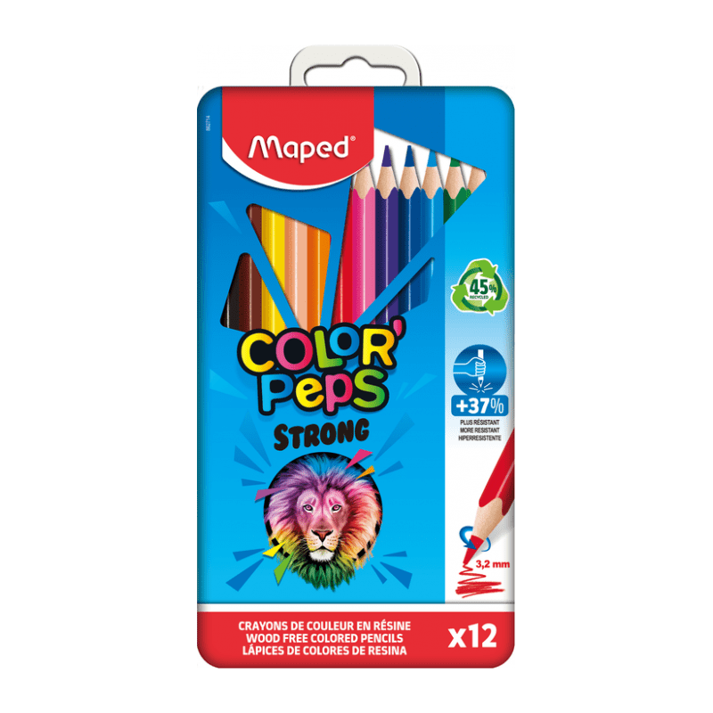 12 Crayons de couleurs strong, Maped coloriage