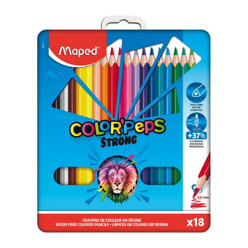 MAPED Boîte Métal de 12 Crayons de Couleur Color'peps - Crayon de