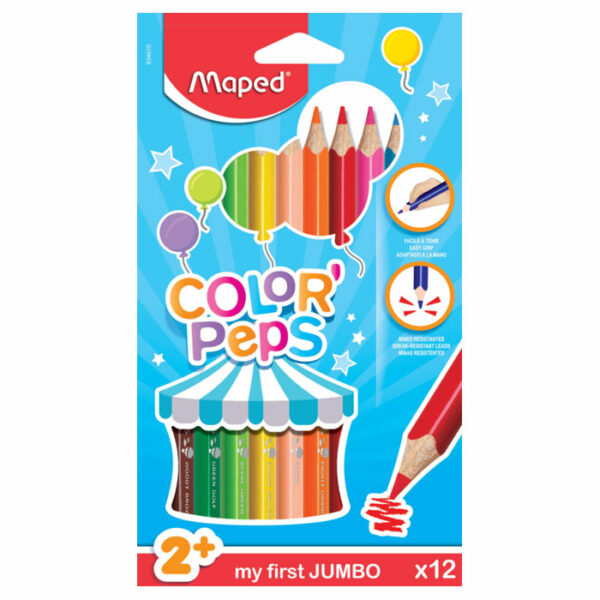 CRAYONS DE COULEUR JUMBO COLOR'PEPS X12