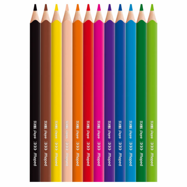 CRAYONS COULEUR SCHOOL'PEPS MAXI MAPED BOITE DE 12