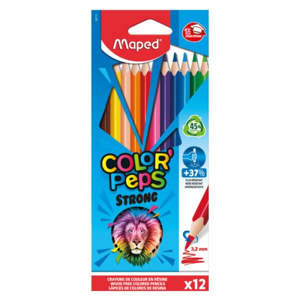 CRAYONS DE COULEUR PLASTIQUE COLORPEPS STRONG X12