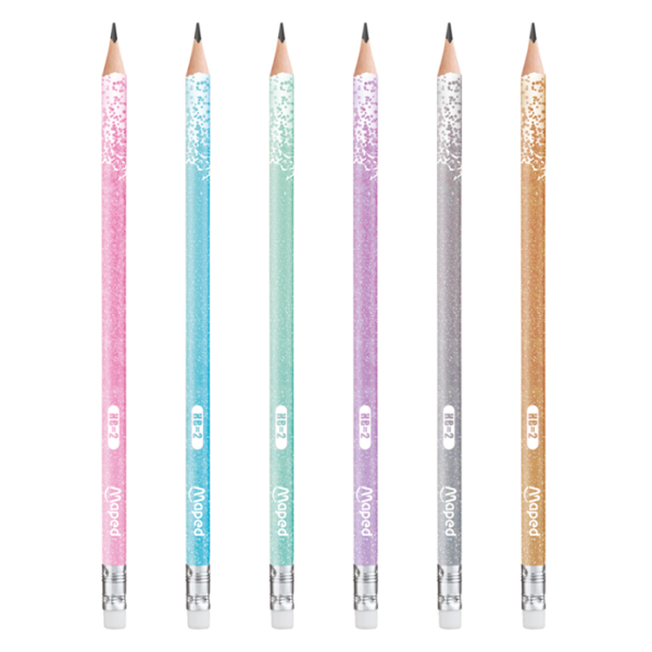 6 CRAYONS GRAPHITE GLITTER DECO HB GOMME