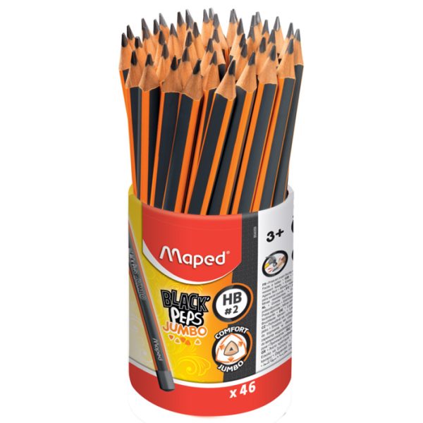 CRAYONS GRAPHITE BLACK'PEPS JUMBO X46 POT MAPED