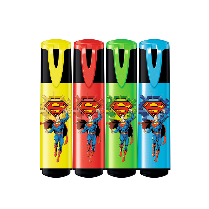 POCHETTE 4 MARQUEURS FLUO SUPERMAN MAPED