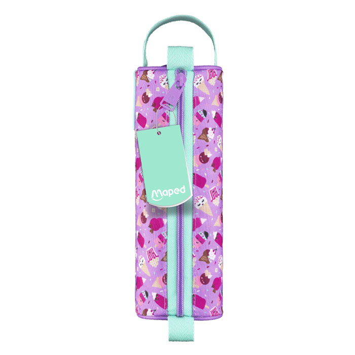 Trousse scolaire ronde à motifs, 1 compartiment